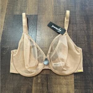 NWT Glossies Sheer Moulded Bra Beige Size US 32H
